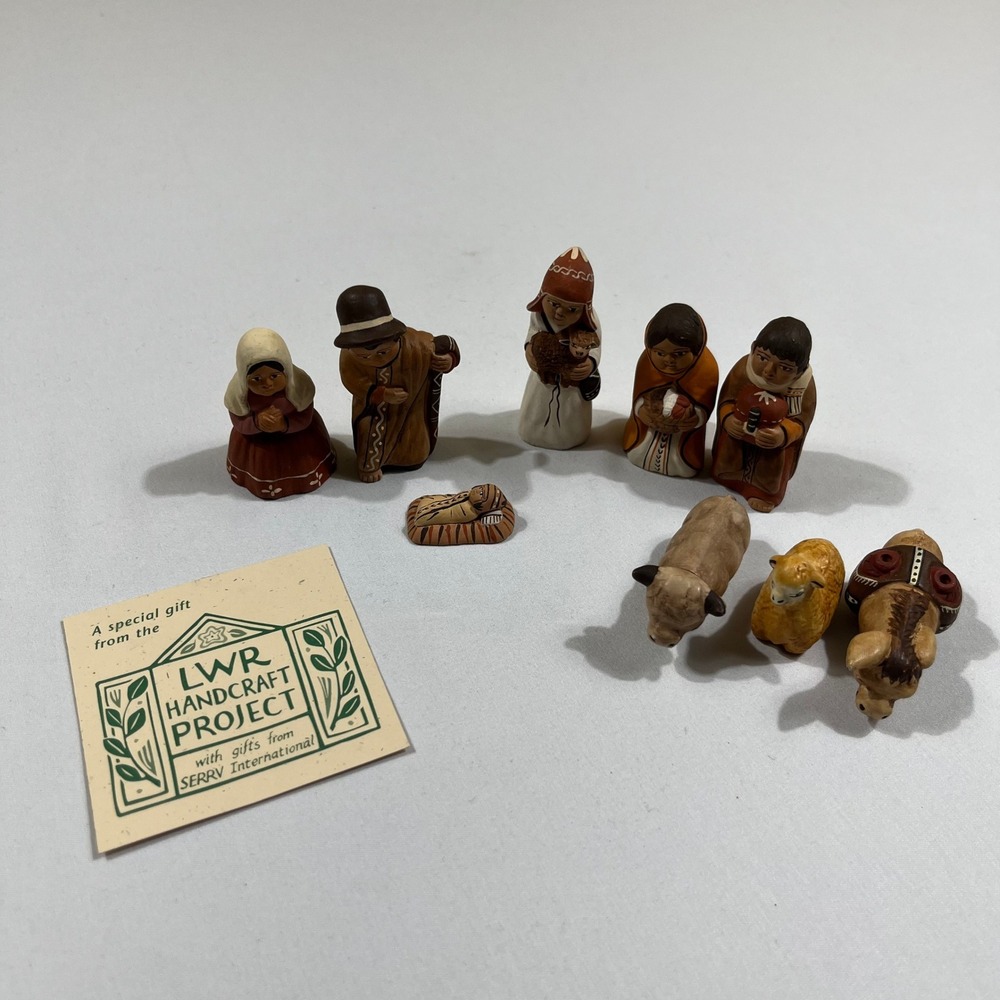 Minka Nativity Set Earthy Terracotta Peruvian Folk Art 9pc Christmas Decor